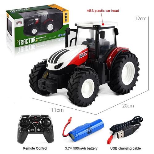 Rouge 4Pneus 6601 - Tracteur Agricole Et Remorque Télécommandé Pour Enfants, Jouet, Voiture, Camion De Construction Technique, Machine Agricole, Cadeau Pour Garçons, 1/24, 2.4g