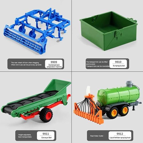 9909-10-11-12 - Tracteur Agricole Et Remorque Télécommandé Pour Enfants, Jouet, Voiture, Camion De Construction Technique, Machine Agricole, Cadeau Pour Garçons, 1/24, 2.4g