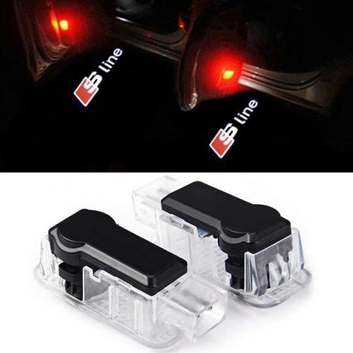 2x Led Lumière Porte De Voiture Audi S Line Logo Porte Lampe De Bienvenue