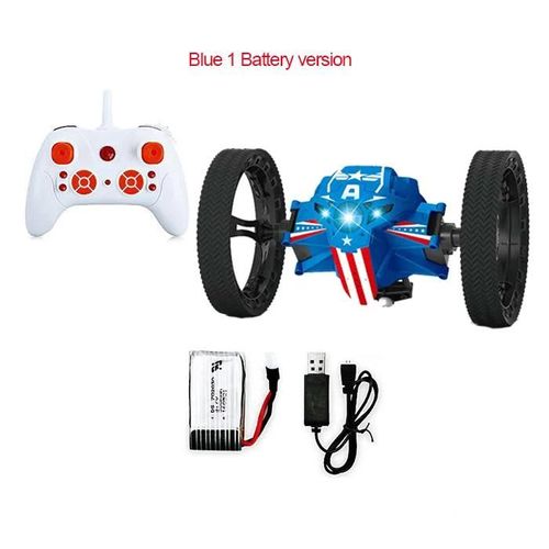 803-Bleu1B - Voiture jouet télécommandée 2.4G, Voiture rebondisnoyaux, Voiture sautante avec roues flexibles, Rotation, Veilleuse LED, Voiture robot RC, Cadeau VS SJ88