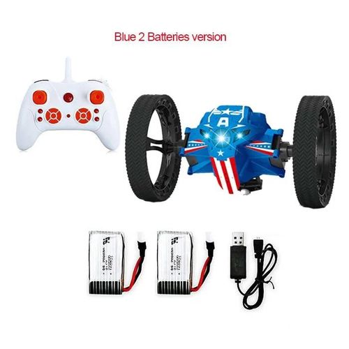 803-Bleu2B - Voiture jouet télécommandée 2.4G, Voiture rebondisnoyaux, Voiture sautante avec roues flexibles, Rotation, Veilleuse LED, Voiture robot RC, Cadeau VS SJ88