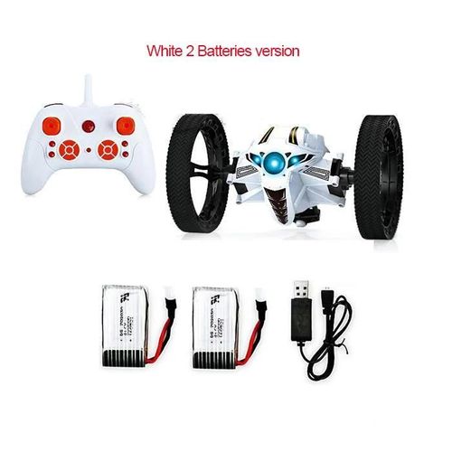 803-Blanc2B - Voiture jouet télécommandée 2.4G, Voiture rebondisnoyaux, Voiture sautante avec roues flexibles, Rotation, Veilleuse LED, Voiture robot RC, Cadeau VS SJ88