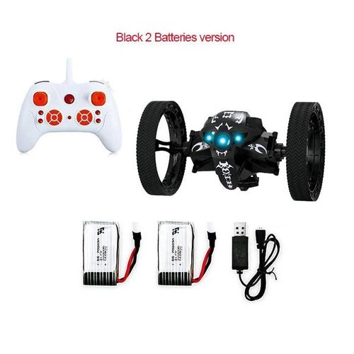 803-Noir2B - Voiture jouet télécommandée 2.4G, Voiture rebondisnoyaux, Voiture sautante avec roues flexibles, Rotation, Veilleuse LED, Voiture robot RC, Cadeau VS SJ88