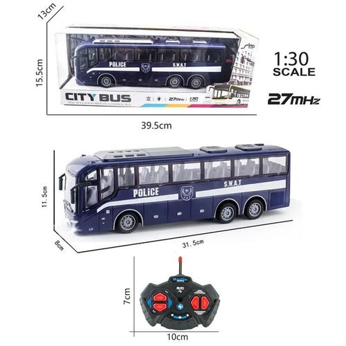 Autobus télécommandé de la police - Voiture Rc 6 Canaux 2022g, Bus De Ville Express À Grande Vitesse, Démarrage À Une Touche, Avec Son Et Lumière Réalistes, 2.4