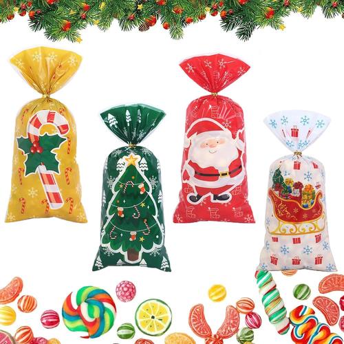 100 Pièces,Noël Sachets De Bonbons,Noël Pochette à Biscuits,Noël Sacs De Biscuits,Sachet De Noël,pour Chocolat Bonbons,Noël Sachet Plastique Bonbon,Les Bonbons De Fête De Noël, Les Biscuits