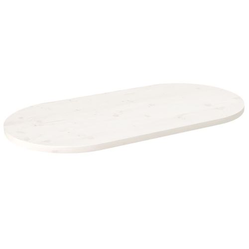 Vidaxl Dessus De Table Blanc 100x50x2,5 Cm Bois De Pin Massif Ovale