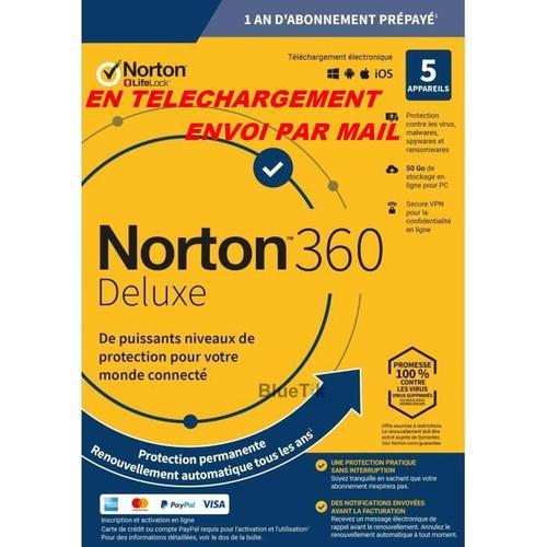 Avec Cb - Norton 360 Deluxe Esd Abo 5 Appareils - 5app - 1 An - 50gb Cloud - Envoyé Par Mail