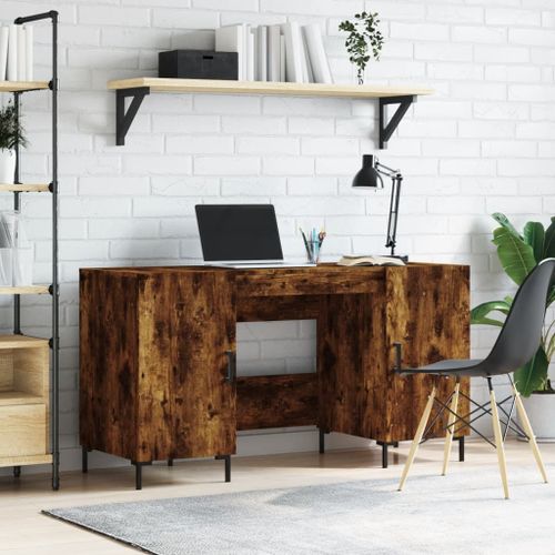Vidaxl Bureau Chêne Fumé 140x50x75 Cm Bois D'ingénierie