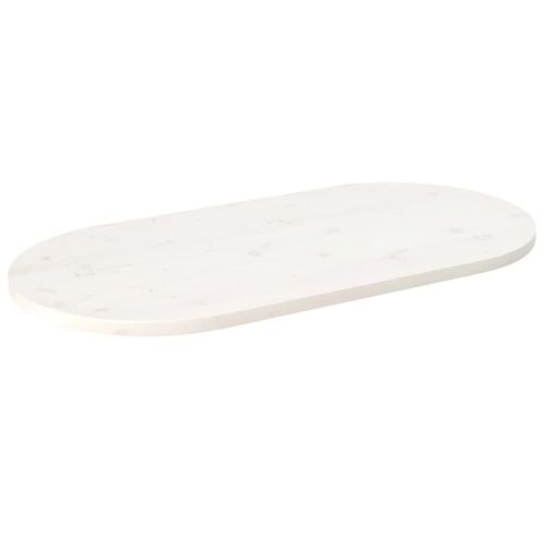 Vidaxl Dessus De Table Blanc 90x45x2,5 Cm Bois De Pin Massif Ovale