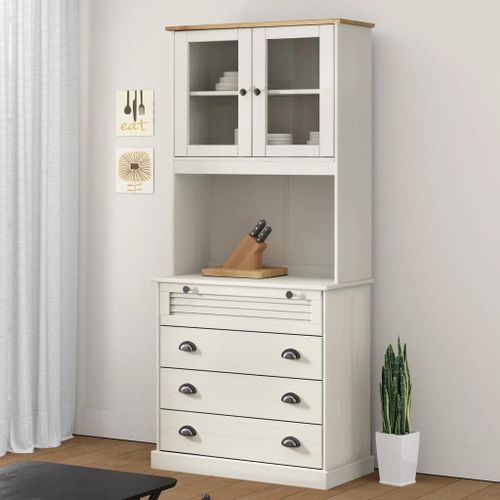 Vidaxl Buffet Haut Vigo Blanc 80x40x176 Cm Bois Massif De Pin