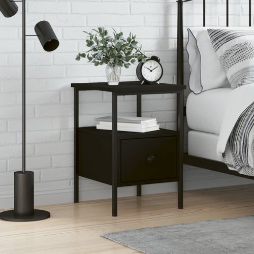 Vidaxl Table De Chevet Noir 34x36x50 Cm Bois D?Ingénierie