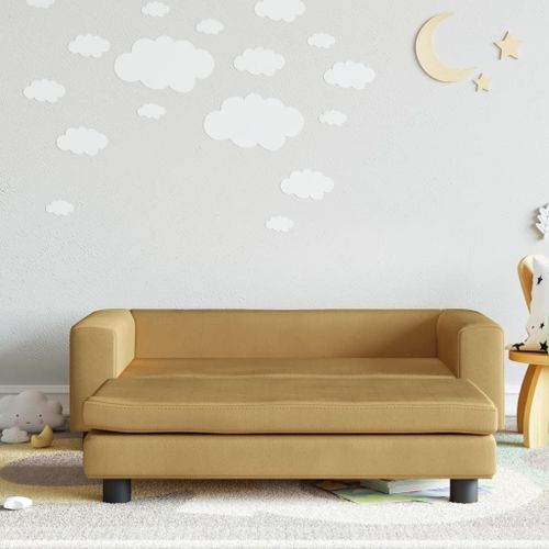Vidaxl Canapé Avec Repose-Pied Pour Enfants Marron 100x50x30cm Velours