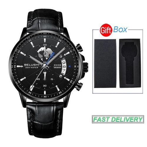 Lbbb Et Boîte - Ashion ¿ Montre-Bracelet Uartz, Étanche, Rand, Lumineuse, Décontractée, Piège En Cuir