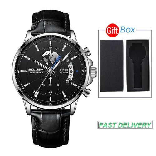 Lbsb Et Boîte - Ashion ¿ Montre-Bracelet Uartz, Étanche, Rand, Lumineuse, Décontractée, Piège En Cuir