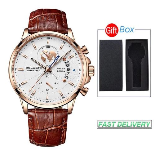 Lcaw Et Boîte - Ashion ¿ Montre-Bracelet Uartz, Étanche, Rand, Lumineuse, Décontractée, Piège En Cuir