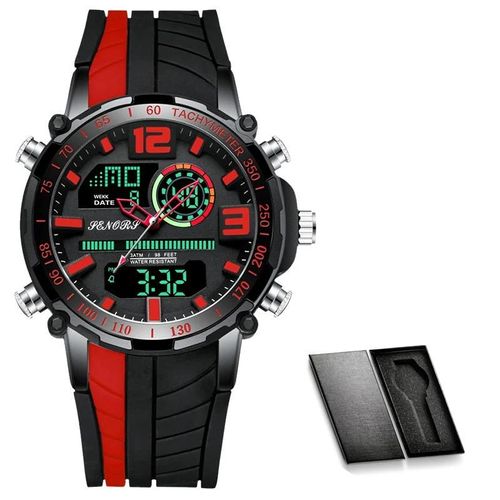 Boîte-Noire-Rouge - Montre De Sport Pour Hommes, Double Affichage, Chronographe Analogique Numérique, Étanche
