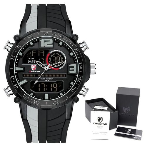Boîte-Noir-Gris - Montre De Sport Pour Hommes, Double Affichage, Chronographe Analogique Numérique, Étanche