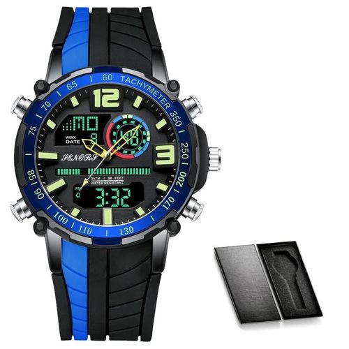 Boîte-Noire-Bleue - Montre De Sport Pour Hommes, Double Affichage, Chronographe Analogique Numérique, Étanche