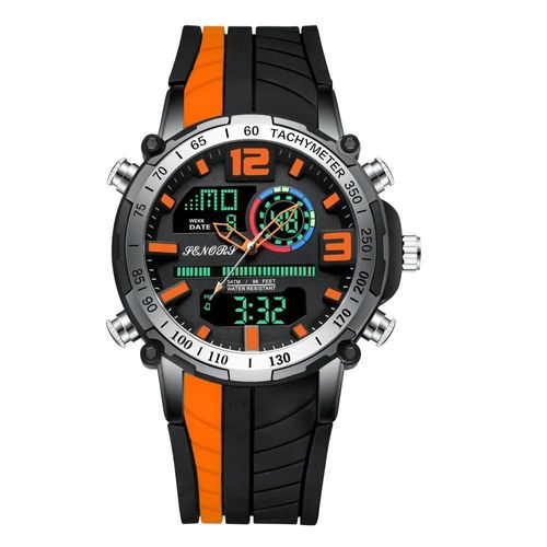 Noir-Orange - Montre De Sport Pour Hommes, Double Affichage, Chronographe Analogique Numérique, Étanche