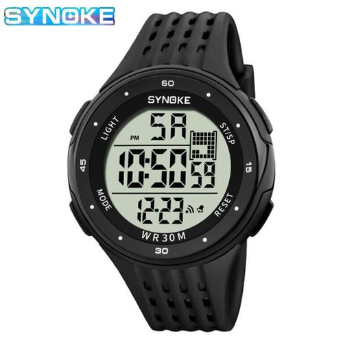 Montre Noire - Synoke-Montre De Sport De Plein Air Pour Homme, Affichage Numérique Led, Montres-Bracelets Étanches À 30m, Chronographe Masculin