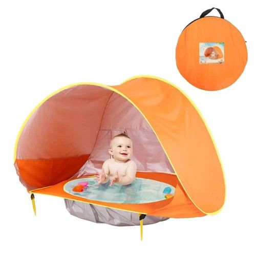 Tente De Plage Portable,Piscine D'ombrage,Protection Uv,Abri Solaire,Clôture De Fosse À Balles Pour Bébé,Piscine Pour Enfant,Aire De Jeux Extérieure,Jouet Pour Bébé - Type Orange