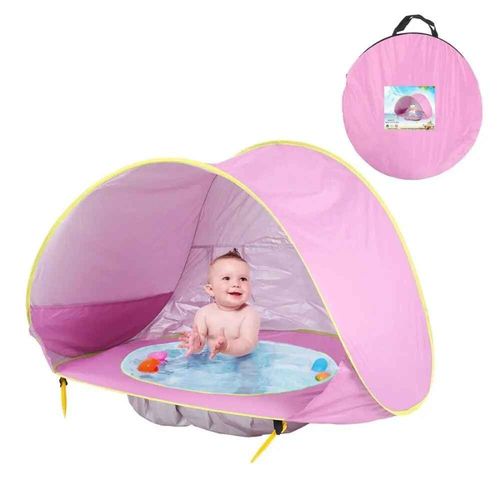 Tente De Plage Portable,Piscine D'ombrage,Protection Uv,Abri Solaire,Clôture De Fosse À Balles Pour Bébé,Piscine Pour Enfant,Aire De Jeux Extérieure,Jouet Pour Bébé - Type Pink