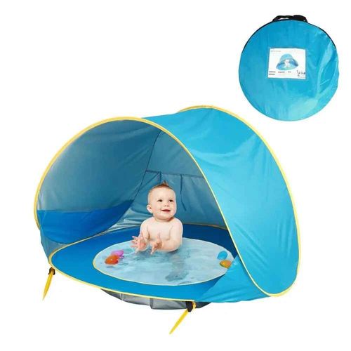 Tente De Plage Portable,Piscine D'ombrage,Protection Uv,Abri Solaire,Clôture De Fosse À Balles Pour Bébé,Piscine Pour Enfant,Aire De Jeux Extérieure,Jouet Pour Bébé - Type Bleu
