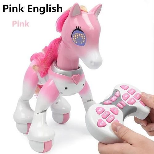 Anglais rose - Jouet électrique intelligent avec télécommande, modèle de cheval, licorne RC, Jogging intelligent, chansons pour enfants, histoire de danse