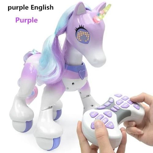 anglais violet - Jouet électrique intelligent avec télécommande, modèle de cheval, licorne RC, Jogging intelligent, chansons pour enfants, histoire de danse