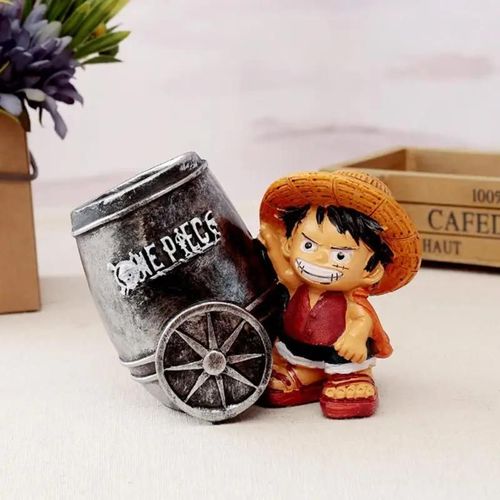 Blanc - Porte Stylo En Résine Luffy Pour Enfants, Dessin Animé One Piece, Porte Crayon De Bureau, Singe D Luffy, Figurine'action, Jouet Garçon, Fournitures De Bureau