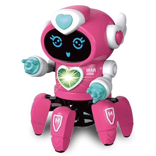 Six Griffes Rose rouge - Robot de danse électrique pour enfants, jouet Rock Light, musique, éducation précoce, marche, jouets pour garçons et filles