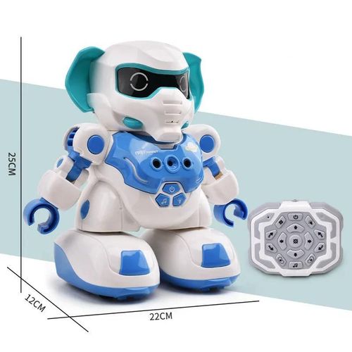 Éléphant bleu - Robot de programmation Intelligent en un clic, télécommande, musique dynamique, compagnon Parent enfant, lumières LED, jouet RC pour enfants