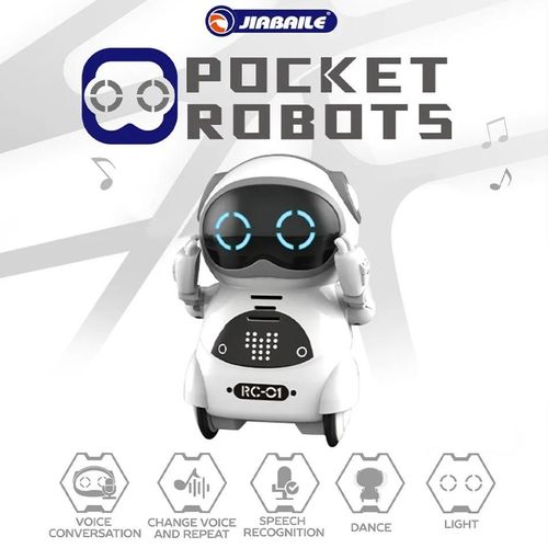 blanc - Robot De Poche Rc, Jouet Interactif, Dialogue, Reconnaissance Vocale, Enregistrement, Chant, Danse, Raconter Des Histoires, Cadeau Pour Enfants