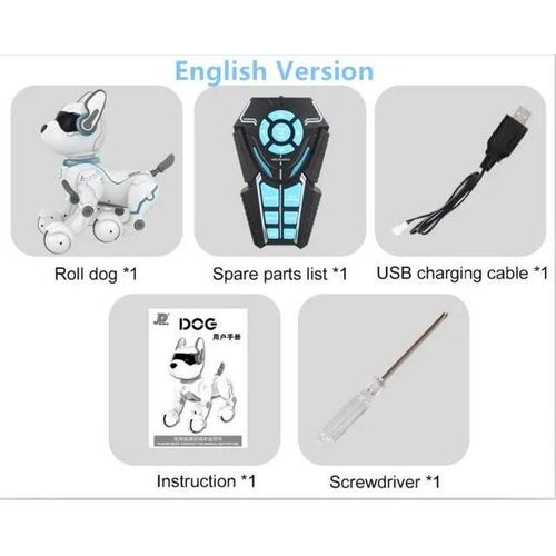 version anglaise - Robot parlant Intelligent RC, chien marche danse, animal de compagnie interactif, contrôle vocal, encyclopédie, enseignement aux enfants, jouets Puzzle intelligents