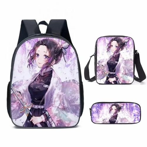 01 3 pièces - Sac'école à crayons pour garçons et filles, Cosplay Kimetsu No Yaiba Kamado Tanjirou Nezuko