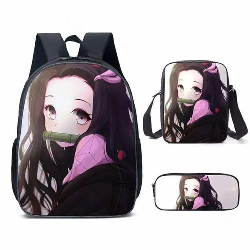 17 3 pièces - Sac'école à crayons pour garçons et filles, Cosplay Kimetsu No Yaiba Kamado Tanjirou Nezuko