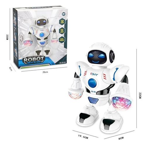 BLANC - Robot dansant pour enfants, jouet éducatif Intelligent, avec lumière rotative, musique, chant électronique, cadeau'anniversaire