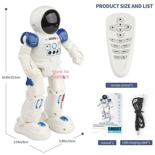 bleu - Robot spatial Intelligent à détection de geste, télécommande électrique, modèle de Robot spatial, chant, danse, programmation automatique, démo RC, jouet pour enfants, cadeau