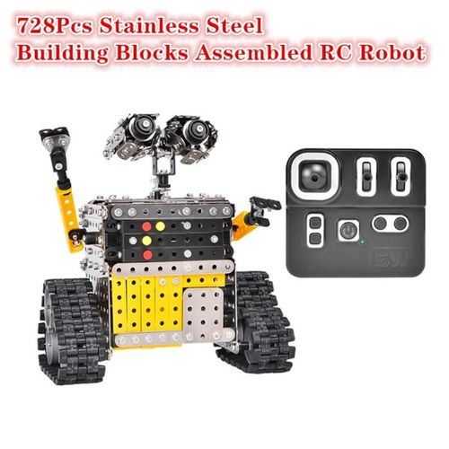 728 pièces - Robot télécommandé assemblé en acier inoxydable, 728 pièces, jouet éducatif pour enfants, blocs de construction en alliage à monter soi même
