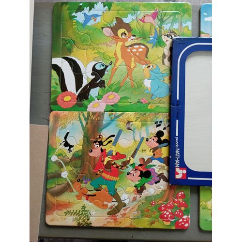 Puzzle Disney Édition Nathan 22 Pièces "Bamby" Et "Dingo Et Mickey, Minnie Et Pluto À La Chasse" Le Lot De 2