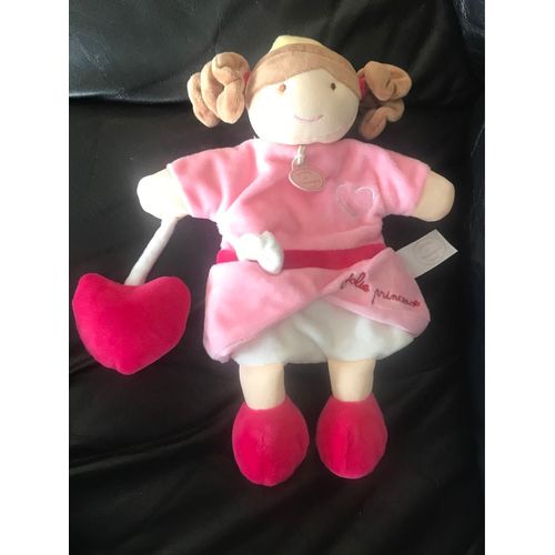 Doudou Peluche Marionnette Jolie Princesse Rose Et Blanche Coeur Doudou Et Compagnie 30cm