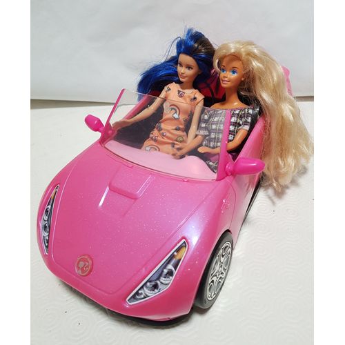 Barbie Voiture Cabriolet + 2 Poupées + 11 Robes Et Accessoires
