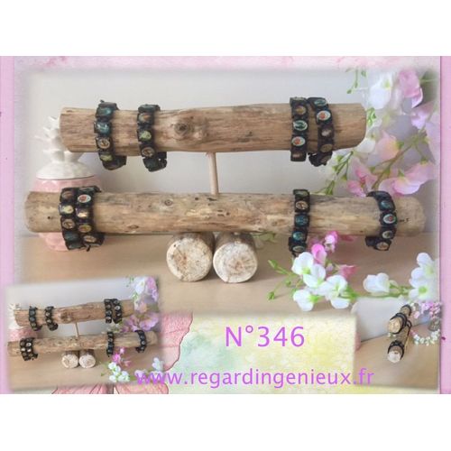 Presentoir Bijoux Bracelets A 2 Etages En Bois Flotte N°346.