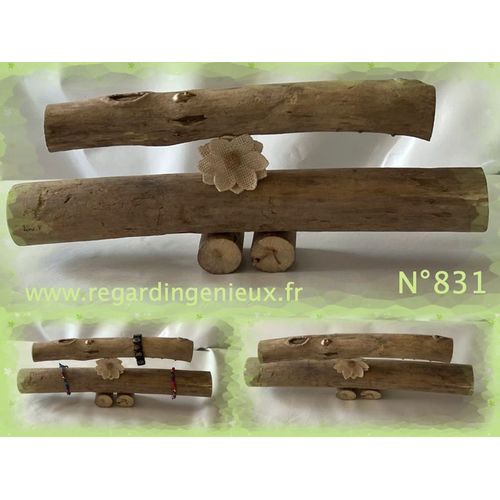 Presentoir Bijoux Bracelets A 2 Etages En Bois Flotte N°831.