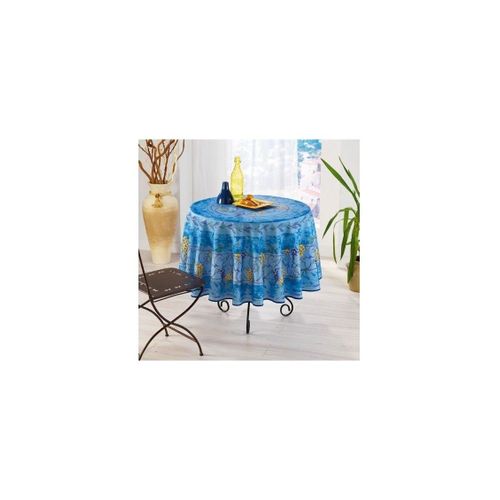 Nappe Provensale Ronde Anti-Tache 180cm Glycine Bleu 100% Polyester |Homeflair