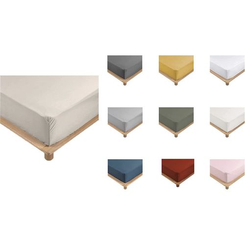 Drap Housse Percale - Bonnet 30 Cm - Plusieurs Tailles - Plusieurs Coloris - 140x190cm - Marron Claire Naturel |Homeflair