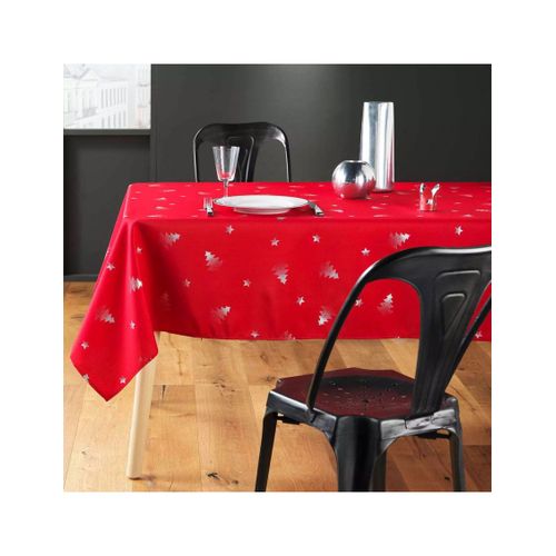 Nappe De Noël - Sapin Argent - Rouge - 150x240cm |Homeflair