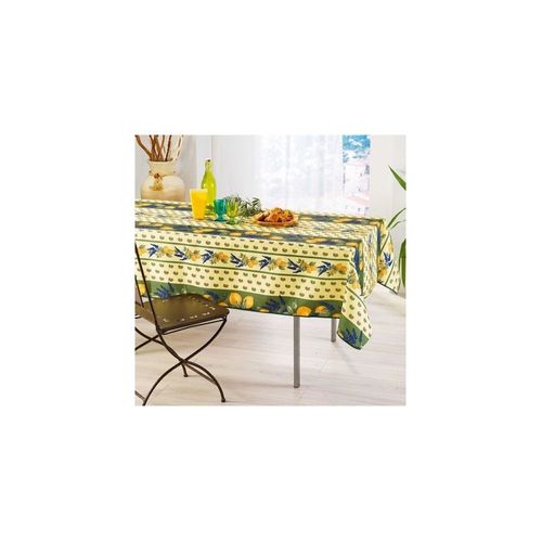 Nappe Provensale Rectangle Ou Ronde Anti-Tache 100% Polyester - Citron - Vert - 150x300cm |Homeflair