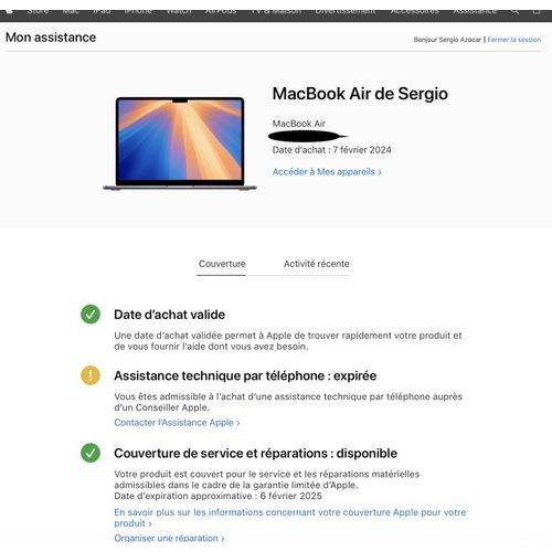 Apple MacBook Air 13.6" M2 - Ram 8 Go - DD 500 Go