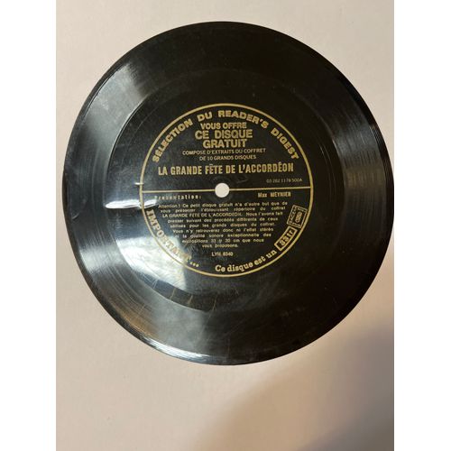 La Grande Fête De L’Accordeon - Sélection Du Reader’S Digest - Disque Souple 33 Tours - 17 Cm